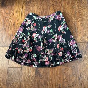 Floral Black Skirt